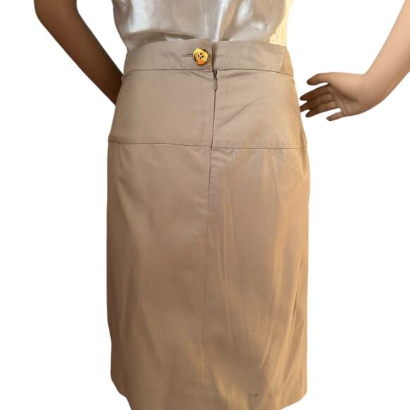 Celine Paris Khaki pencil skirt with gold embellishments size 36 small - Picture 8 of 16
